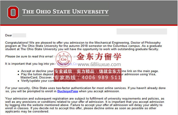 俄亥俄州立大学机械工程博士PHD录取